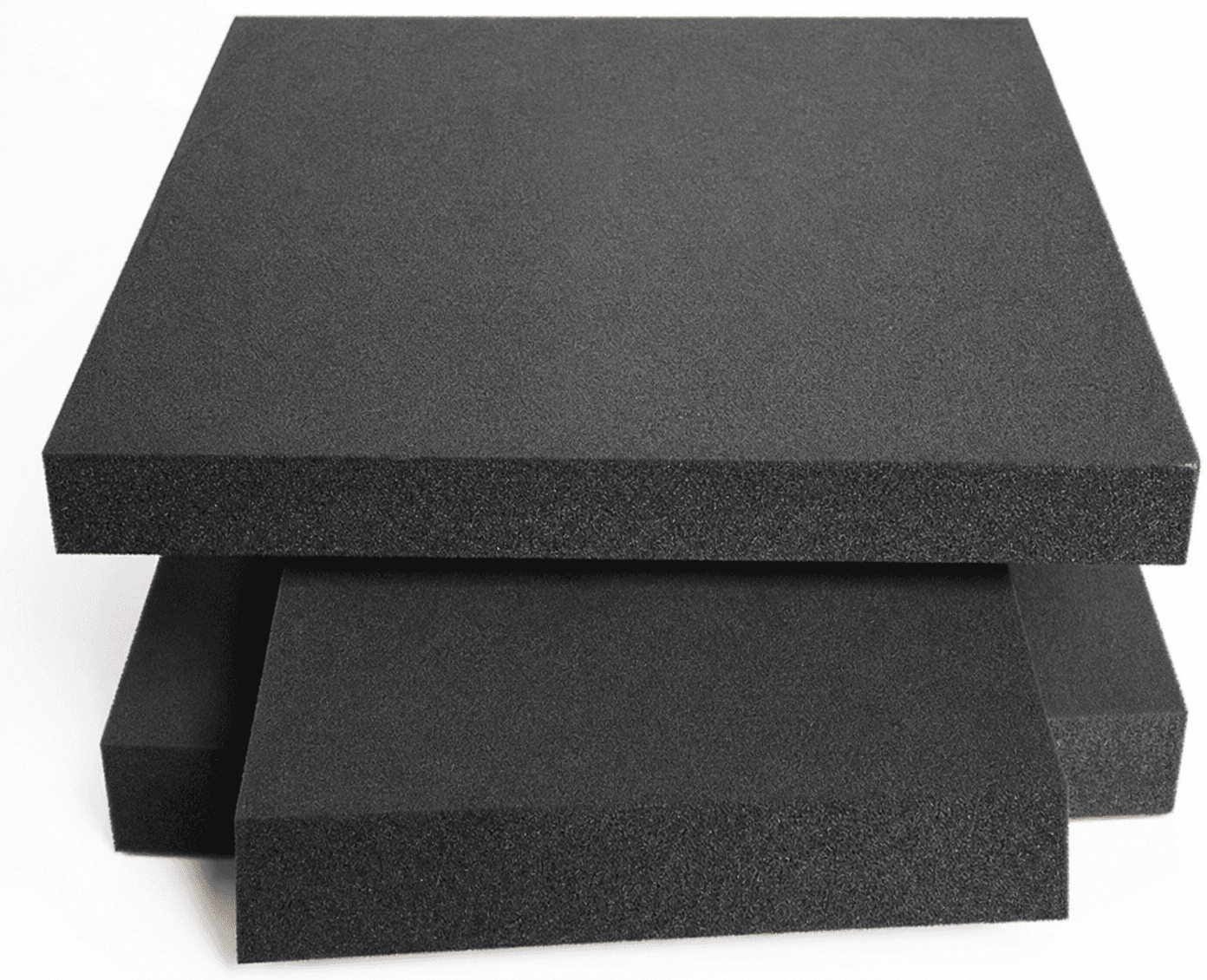 Stacked black foam sheets