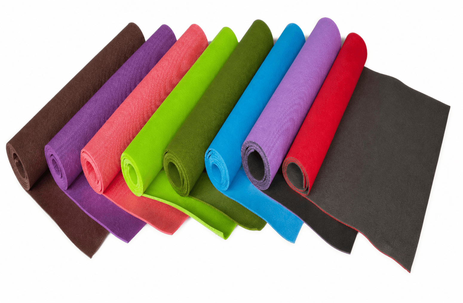 Eight colored foam rolls